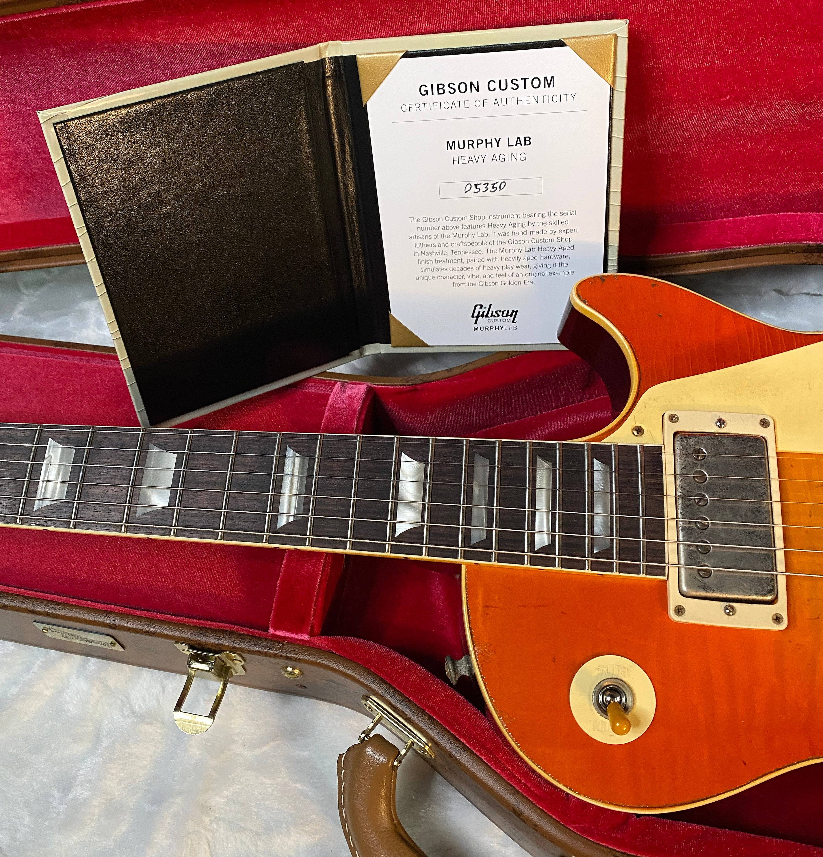 NEW! Gibson Custom 1960 Les Paul Standard Reissue Electric Guitar - Tangerine Burst, Murphy Lab Heavy Aged - Only 8.2lbs - Beautiful Flame Top - Authorized Dealer - G06061