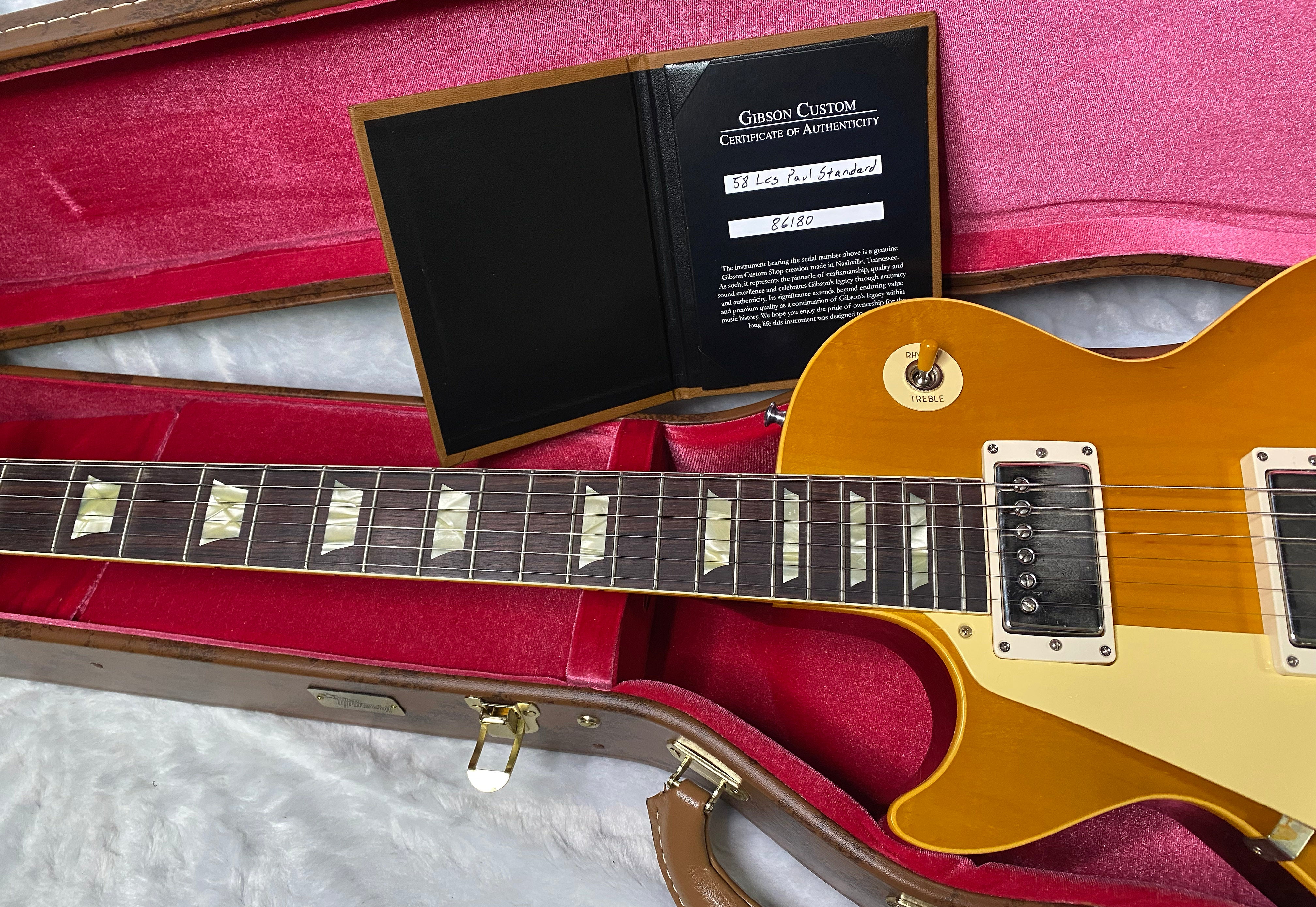 NEW ! Gibson Custom Shop '58 Les Paul Standard 1958 - Lemon Burst VOS - Subtle Flame! - Left Handed - Authorized Dealer -8.6lbs - G06833