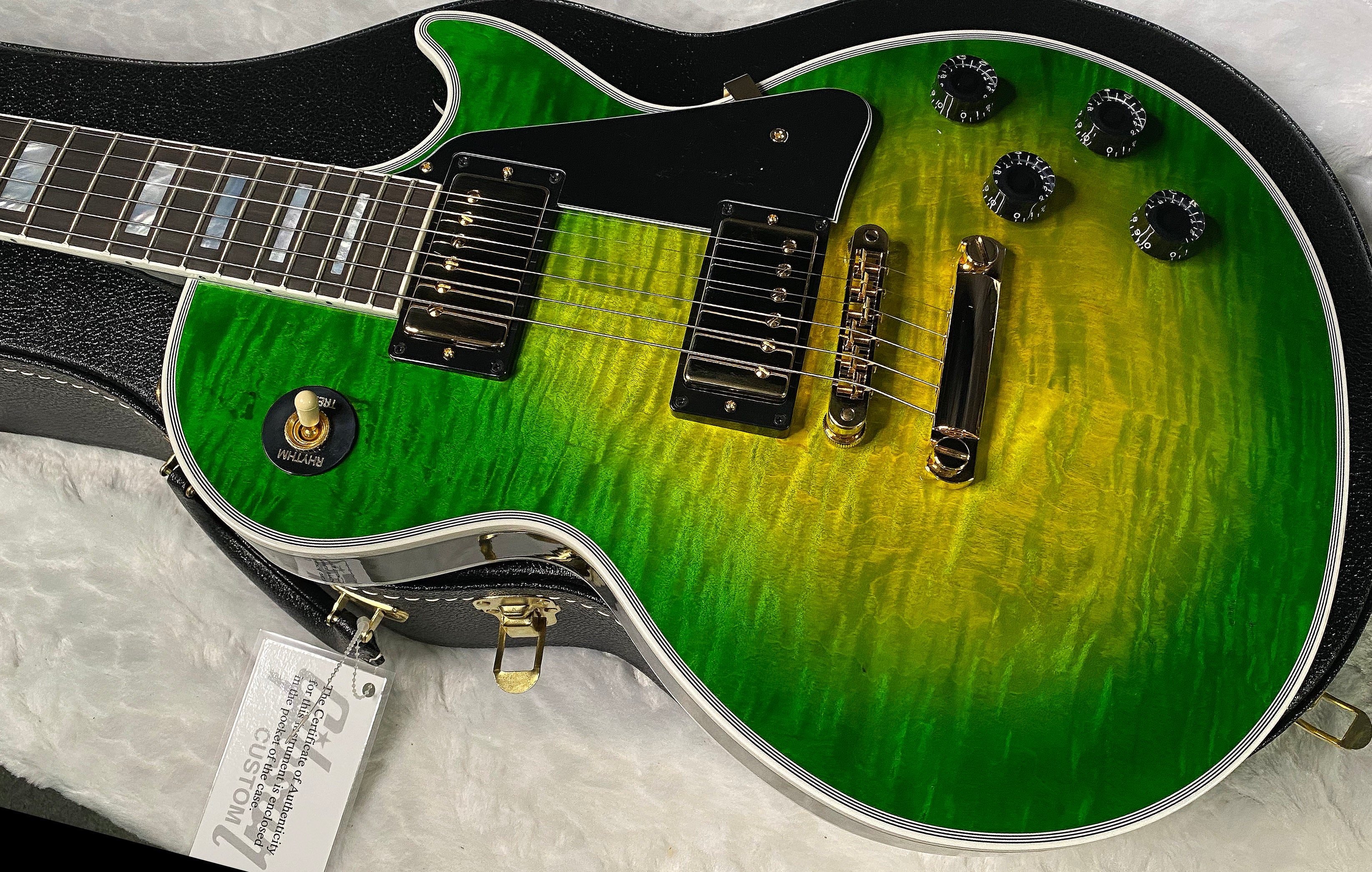NEW! Gibson Dealer Select Custom Shop Les Paul Custom AAA Figured Top - Iguana Burst - Authorized Dealer - WOW! 9lbs - G06815