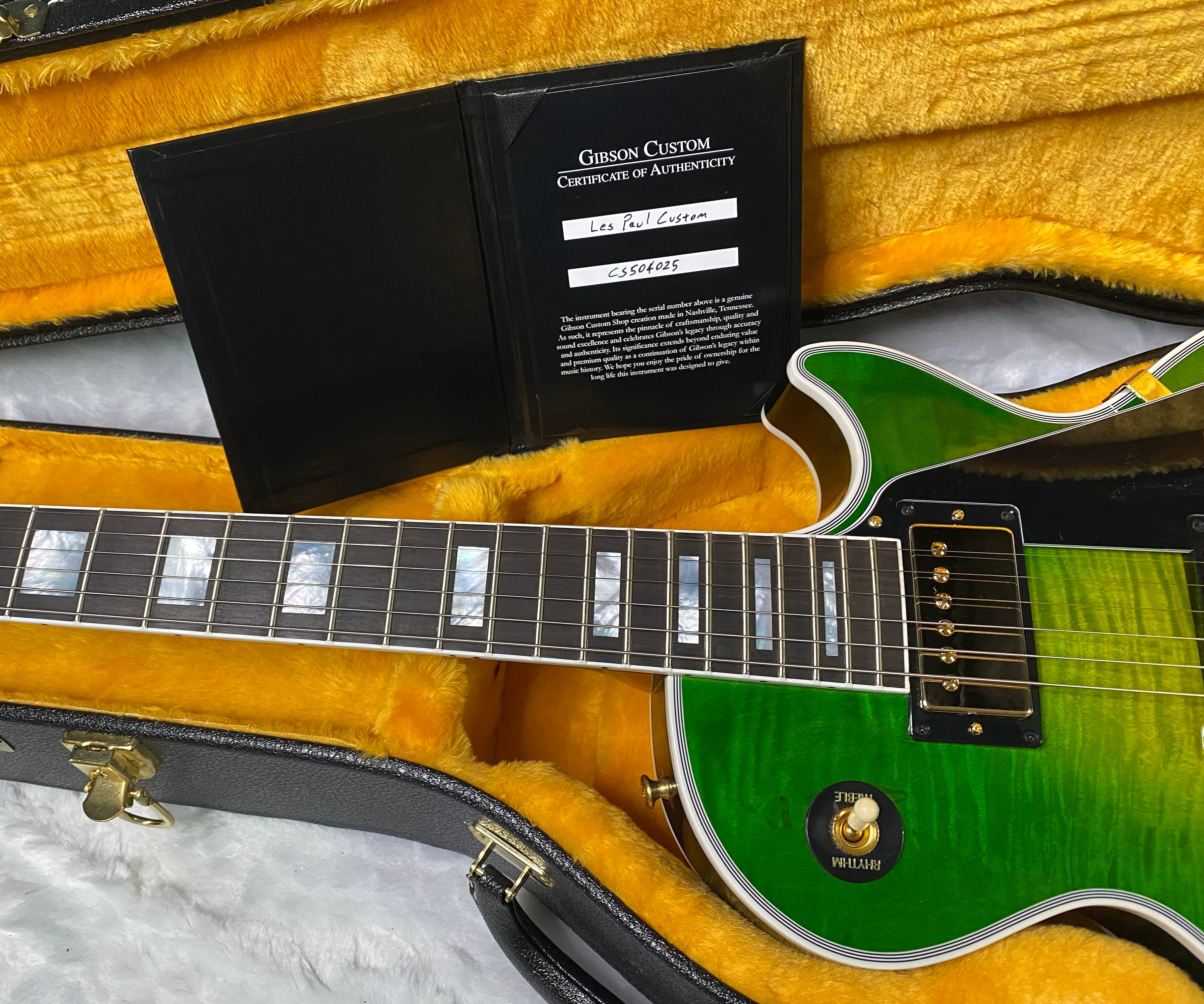 NEW! Gibson Dealer Select Custom Shop Les Paul Custom AAA Figured Top - Iguana Burst - Authorized Dealer - WOW! 9lbs - G06815