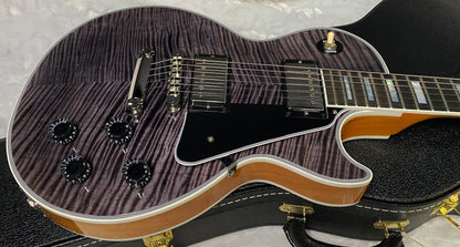 NEW! Gibson Dealer Select Custom Shop Les Paul Custom AAA Figured Flame Top - Transparent Black / Natural Back - Authorized Dealer - Curly Monster Flame! WOW! 8.9 lbs - G06798