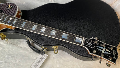 NEW! Gibson Dealer Select Custom Shop Les Paul Custom AAA Figured Flame Top - Transparent Black / Natural Back - Authorized Dealer - Curly Monster Flame! WOW! 8.9 lbs - G06798