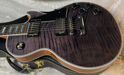 NEW! Gibson Dealer Select Custom Shop Les Paul Custom AAA Figured Flame Top - Transparent Black / Natural Back - Authorized Dealer - Curly Monster Flame! WOW! 8.9 lbs - G06798