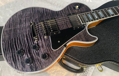 NEW! Gibson Dealer Select Custom Shop Les Paul Custom AAA Figured Flame Top - Transparent Black / Natural Back - Authorized Dealer - 8.8 lbs - G06805