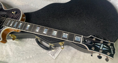 NEW! Gibson Dealer Select Custom Shop Les Paul Custom AAA Figured Flame Top - Transparent Black / Natural Back - Authorized Dealer - 8.8 lbs - G06805