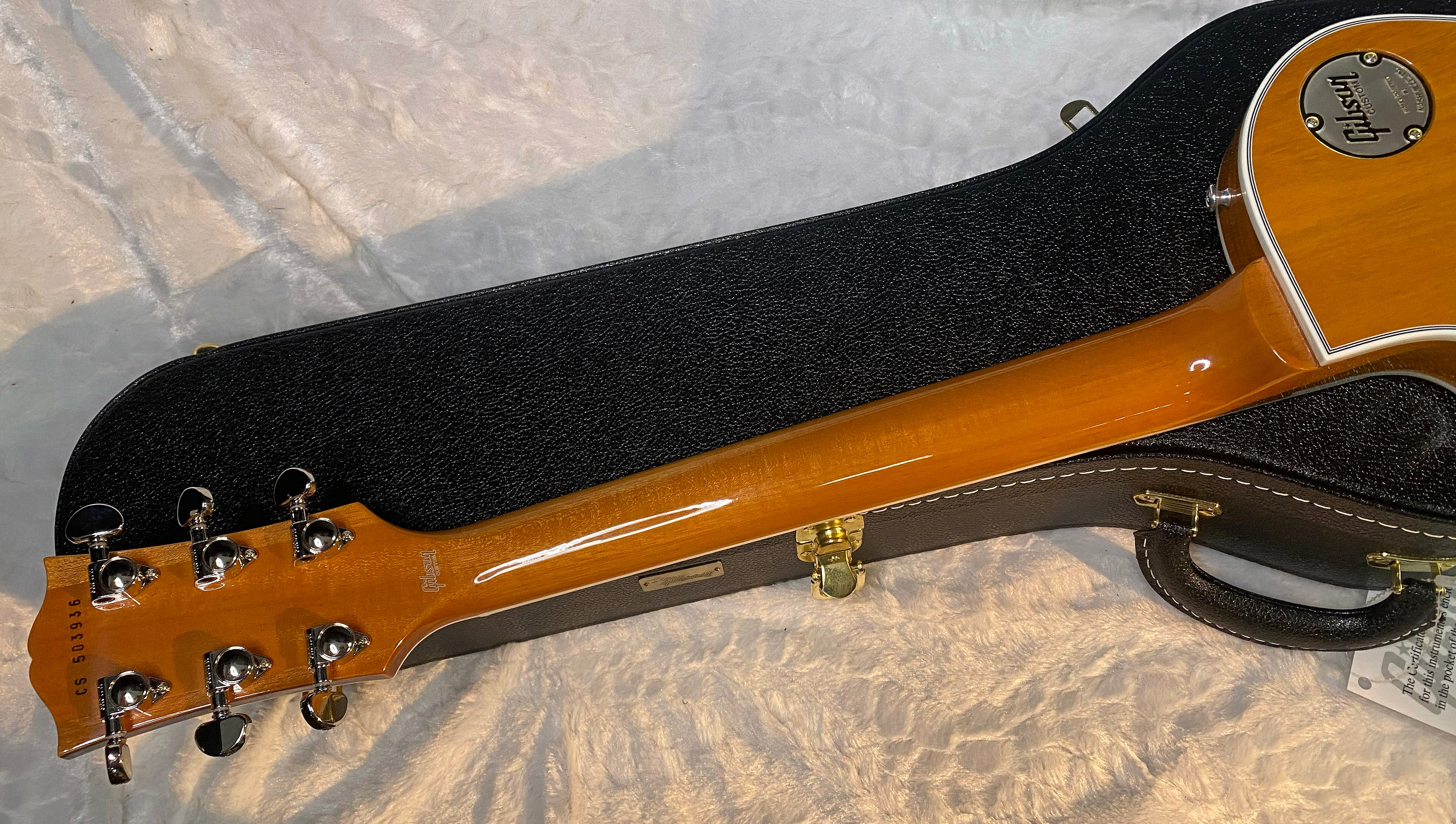 NEW! Gibson Dealer Select Custom Shop Les Paul Custom AAA Figured Flame Top - Transparent Black / Natural Back - Authorized Dealer - 8.8 lbs - G06805