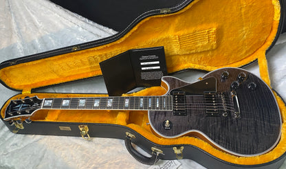 NEW! Gibson Dealer Select Custom Shop Les Paul Custom AAA Figured Flame Top - Transparent Black / Natural Back - Authorized Dealer - 8.8 lbs - G06805