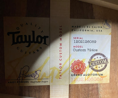 NEW! Taylor Custom 724ce Acoustic-Electric Guitar - Natural Gloss - AAAAA Hand Picked Koa - WOW! Authorized Dealer - G06840