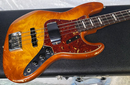 NEW! Fender Artisan Burl Maple Jazz Bass Relic AAA Rosewood - Roasted AA Flamed Maple Neck - Honey Burst Finish - 9.3lbs - Authorized Dealer - G06940