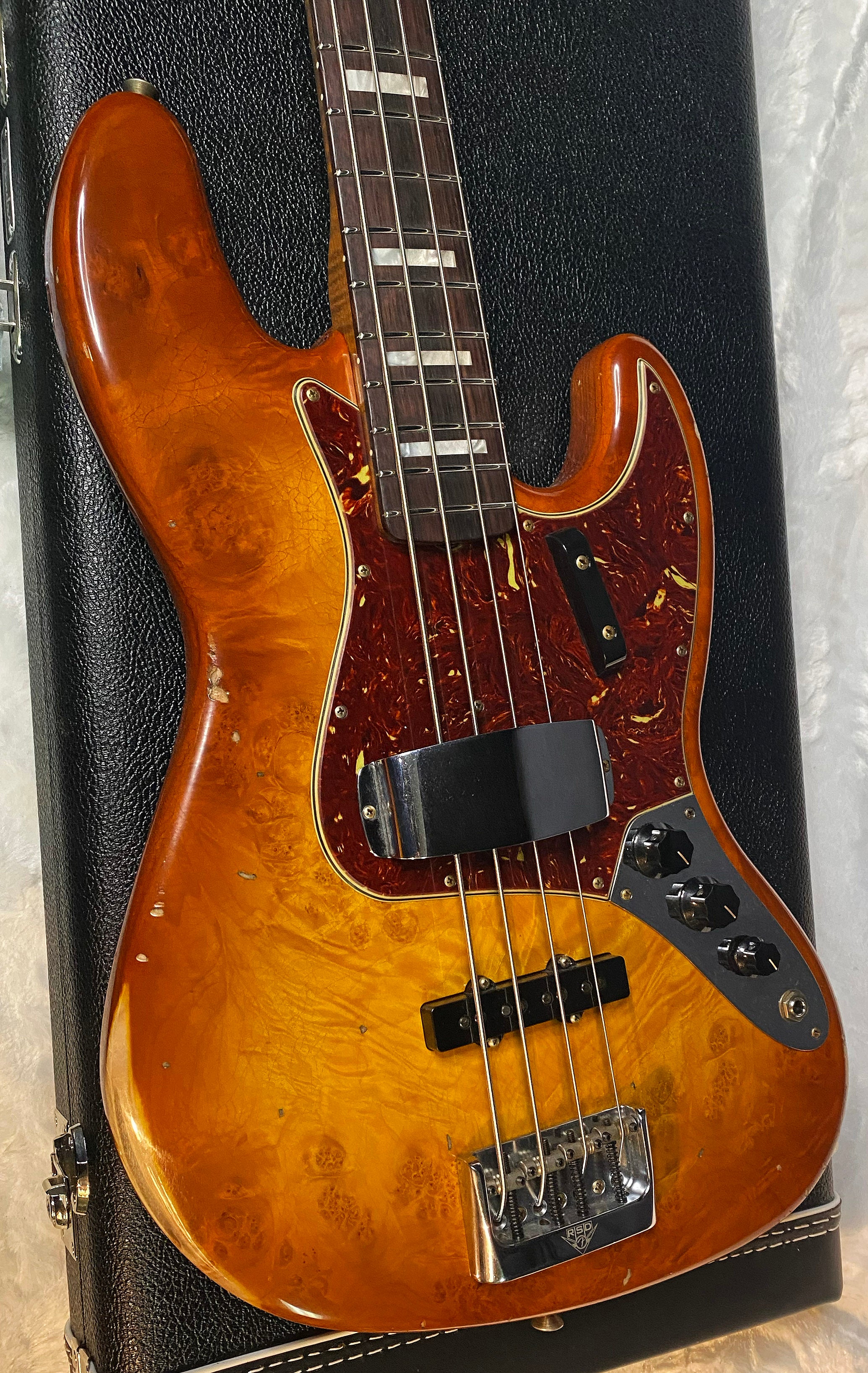 NEW! Fender Artisan Burl Maple Jazz Bass Relic AAA Rosewood - Roasted AA Flamed Maple Neck - Honey Burst Finish - 9.3lbs - Authorized Dealer - G06940