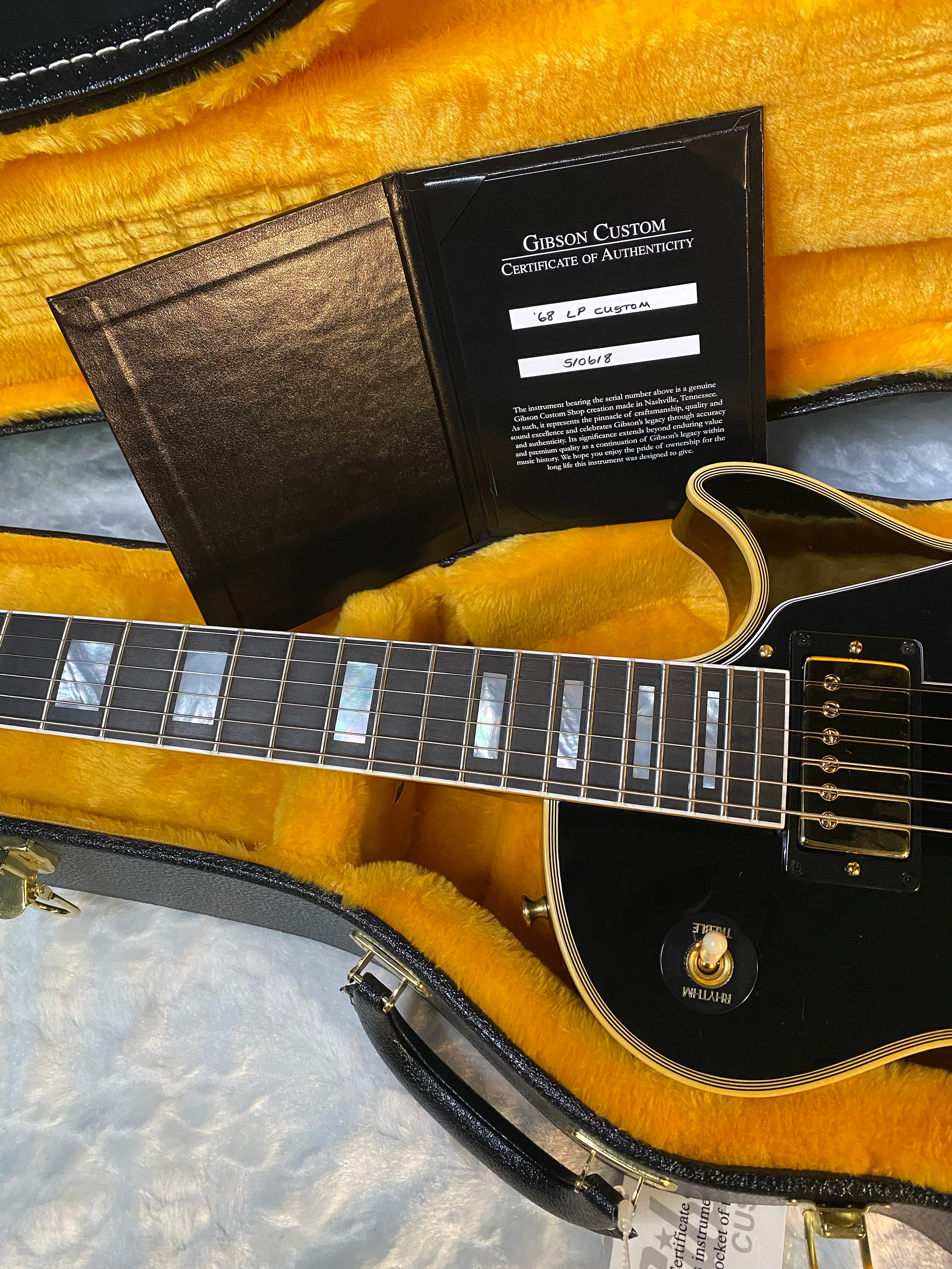 NEW! Gibson Custom Shop '68 Les Paul Custom Reissue - Gloss Ebony - Authorized Dealer - 9.1 lbs - G06175