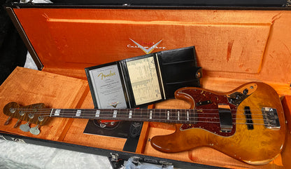 NEW! Fender Artisan Burl Maple Jazz Bass Relic AAA Rosewood - Roasted AA Flamed Maple Neck - Honey Burst Finish - 9.3lbs - Authorized Dealer - G06940