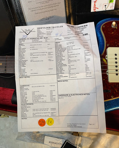 NEW! Fender Custom Shop '62 Reissue Jazzmaster Journeyman Relic - Blue Sparkle - Authorized Dealer - In-Stock! 8.2lbs - G05494