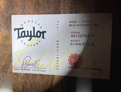 Taylor 214ce-K DLX Koa Grand Auditorium Acoustic-Electric Guitar Natural Finish - 4.8lbs - Authorized Dealer - G06225