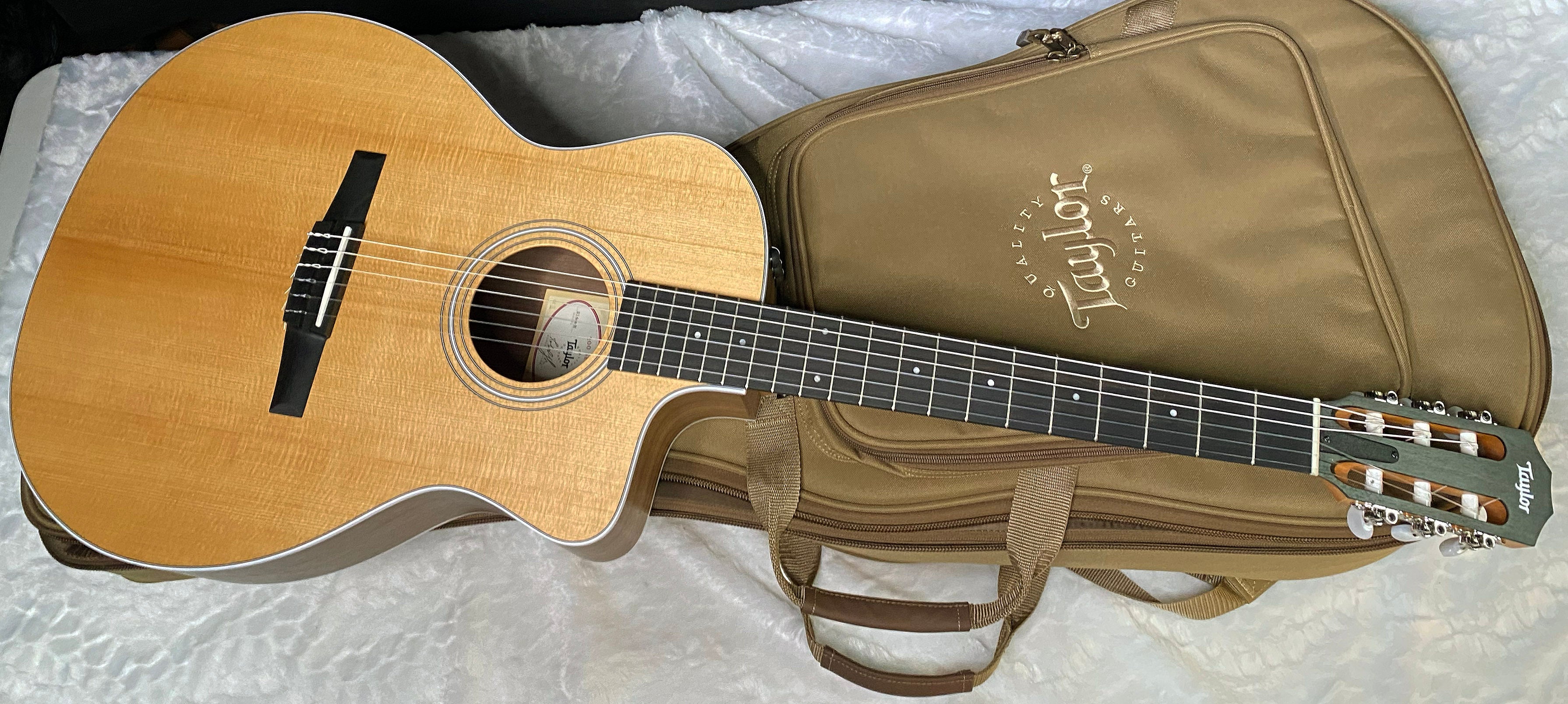 NEW! Taylor 214ce-N Nylon Grand Auditorium Acoustic-Electric Guitar Natural Finish - 4.1lbs - Authorized Dealer - G06219