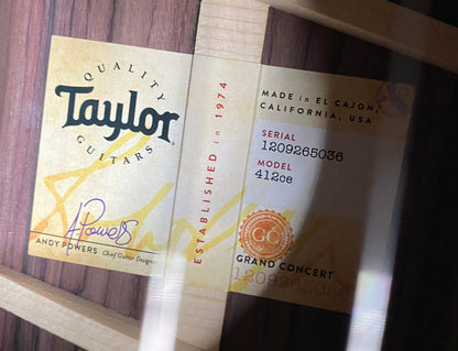 NEW! Taylor 412ce V-Class Acoustic-Electric Guitar - Natural - Authorized Dealer - 4.7 lbs - G06218