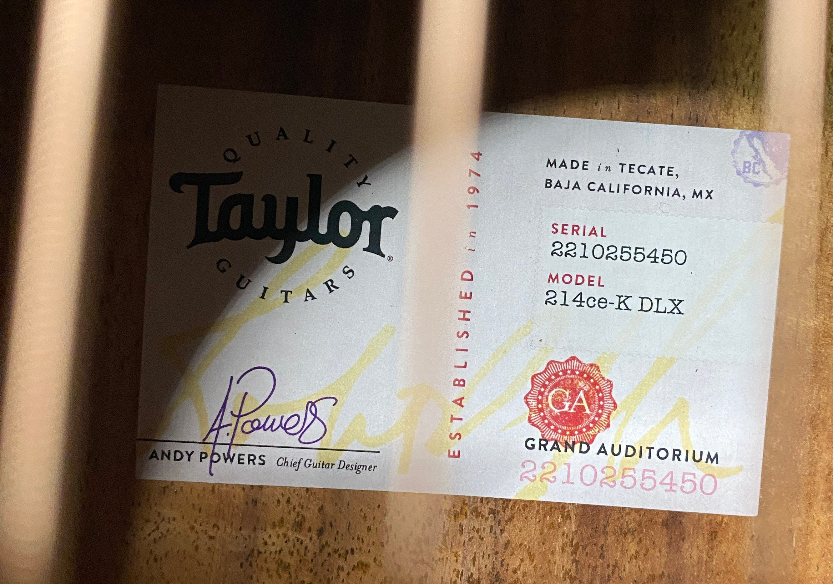 NEW! Taylor 214ce-K DLX Koa Grand Auditorium Acoustic-Electric Guitar Natural Finish - 4.65lbs - Authorized Dealer - G06212