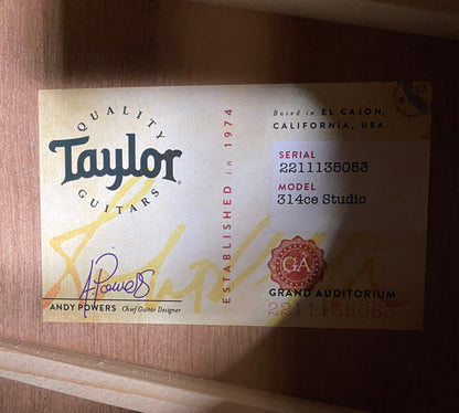 NEW! Taylor 314ce Studio Acoustic-Electric Guitar - Natural - Authorized Dealer - 4.6lbs - G06233