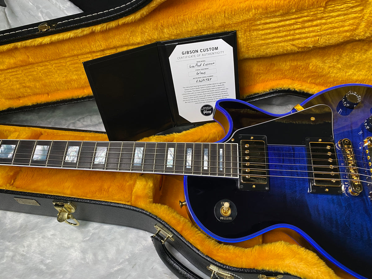 NEW! Gibson Dealer Select Custom Shop Les Paul Custom Blue Widow AAA Figured Flame Top - Authorized Dealer - 10.25lbs - G07682