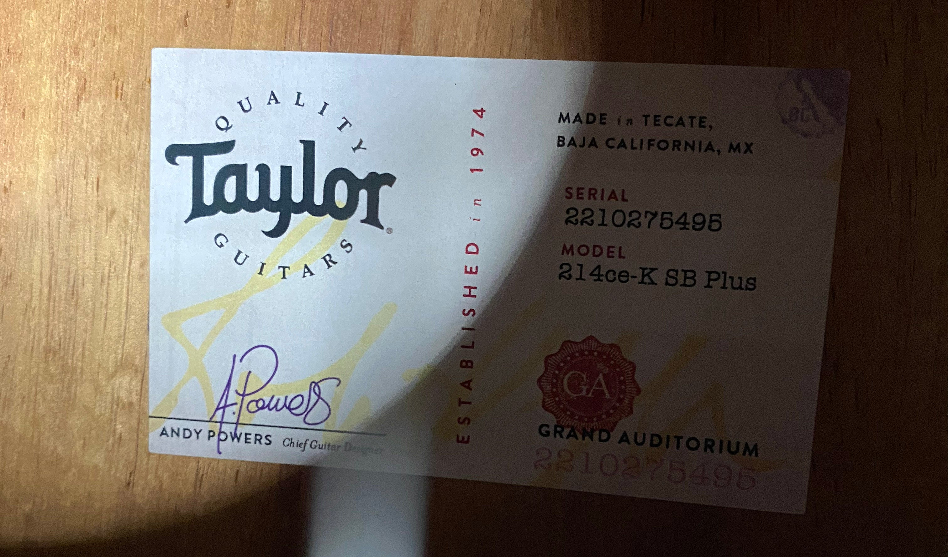 Taylor 214ce-K SB Plus Acoustic-electric Guitar - Shaded Edgeburst Finish - 4.7lbs - Authorized Dealer - G06262