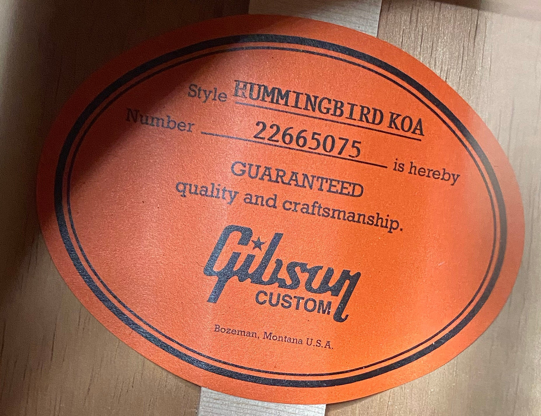 NEW! Gibson Custom Shop Hummingbird Koa/Carpathian Spruce Acoustic-Electric Guitar - Honeyburst - 4.65 lbs - Authorized Dealer! G06299