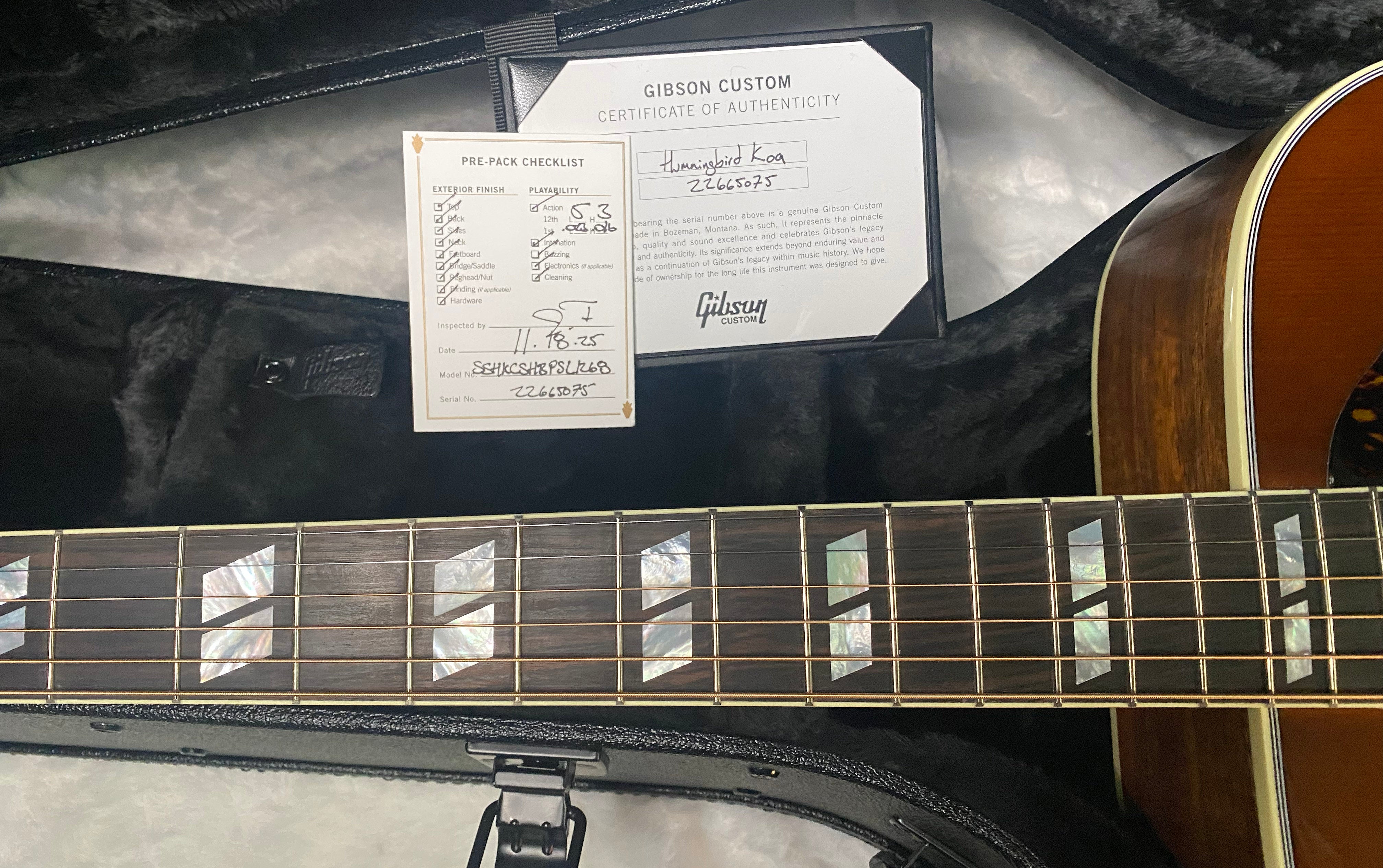 NEW! Gibson Custom Shop Hummingbird Koa/Carpathian Spruce Acoustic-Electric Guitar - Honeyburst - 4.65 lbs - Authorized Dealer! G06299