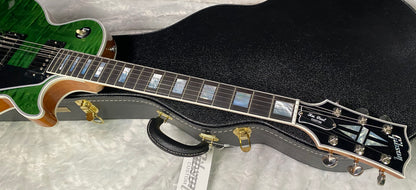 NEW! Gibson Dealer Select Custom Shop Les Paul Custom AAA Figured Flame Top - Transparent Green / Natural Back - Authorized Dealer - WOW! Only 8.7 lbs - G07689