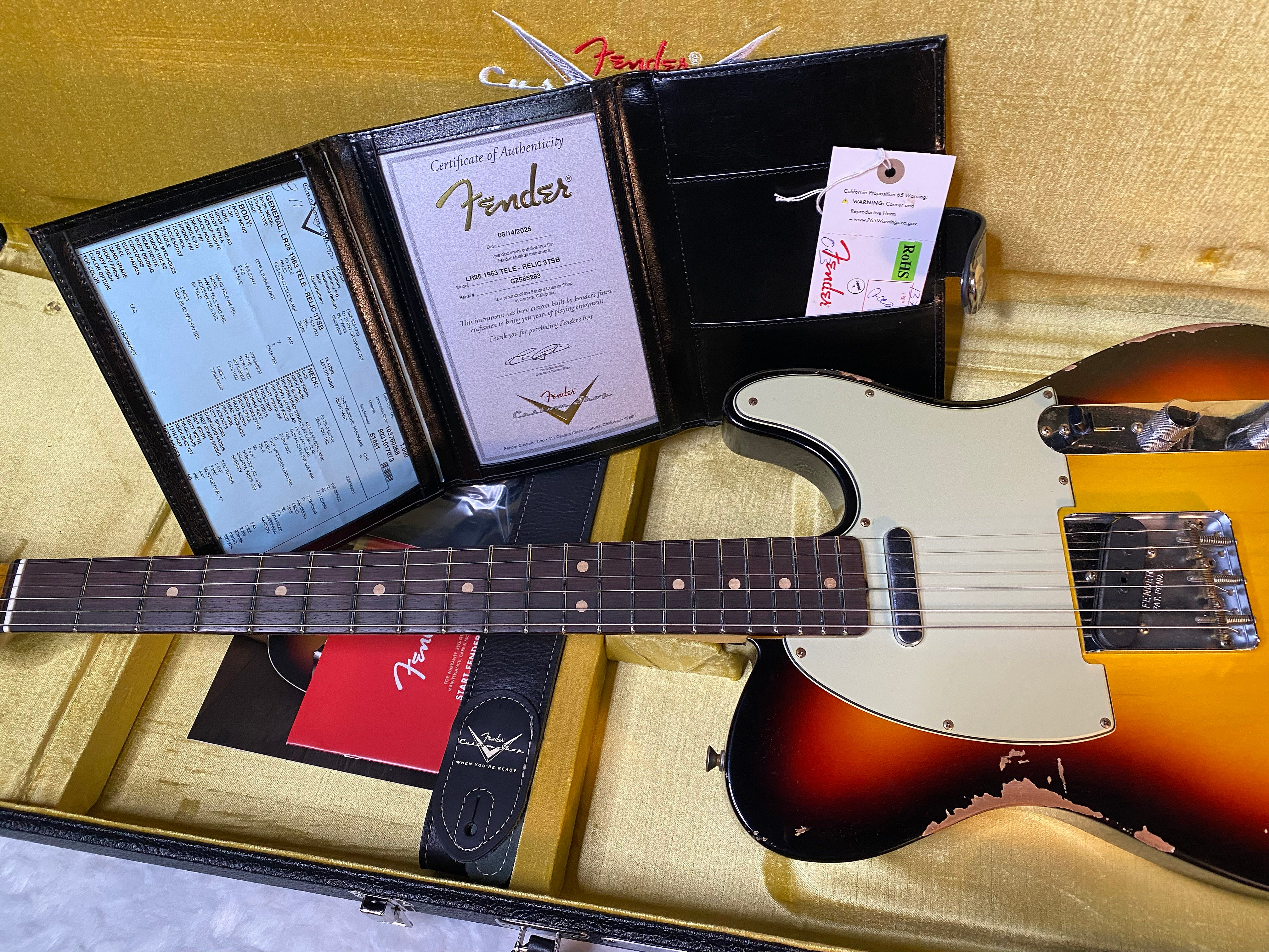 NEW! Fender '63 Relic Limited Edition Telecaster - Handwound PU's - Custom Shop - Authorized Dealer - Sunburst 7.25lbs - G05514