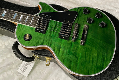 NEW! Gibson Dealer Select Custom Shop Les Paul Custom AAA Figured Flame Top - Transparent Green / Natural Back - Authorized Dealer - WOW! Only 8.7 lbs - G07689