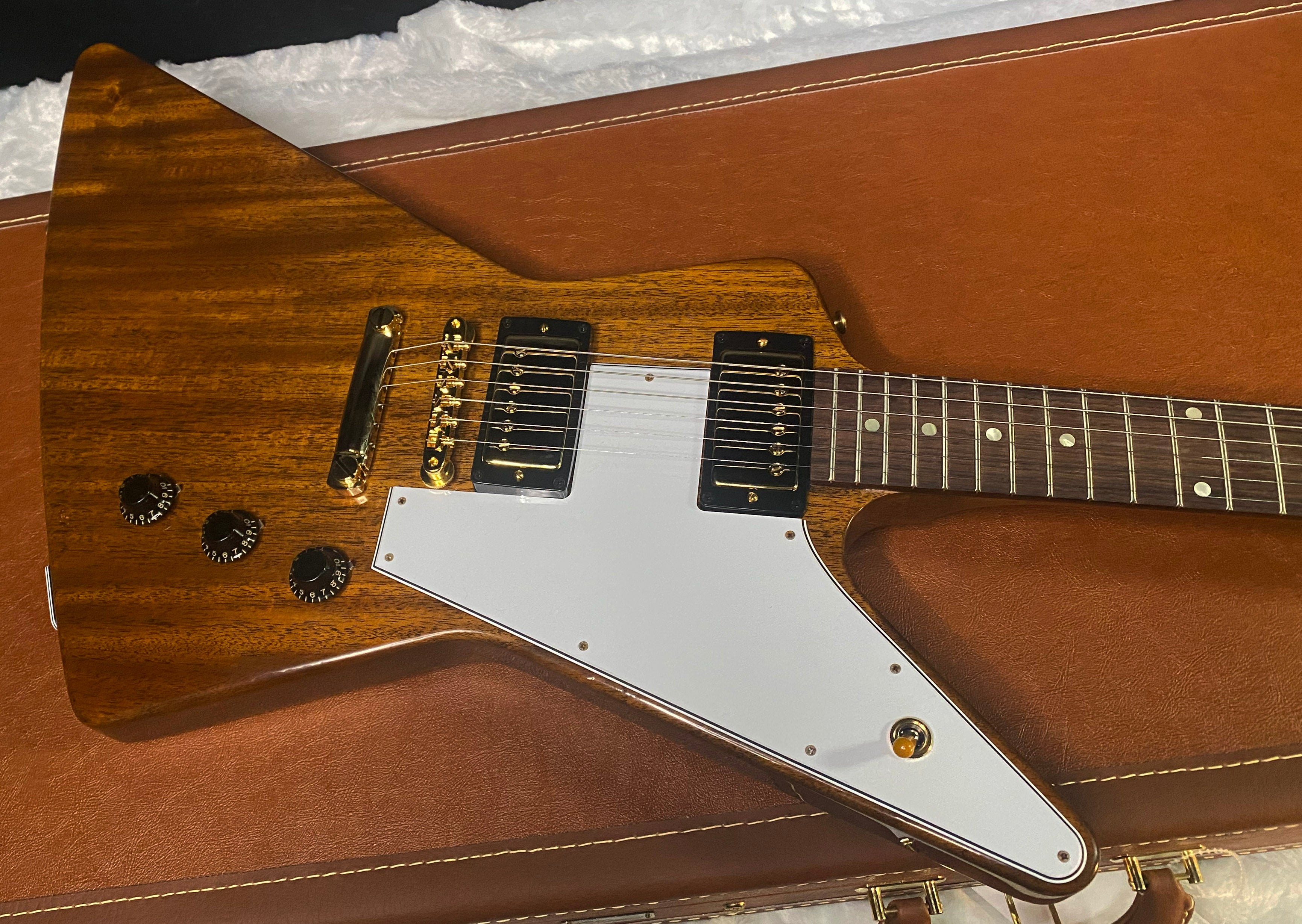 NEW! Gibson Custom 1958 Mahogany Explorer Reissue Electric Guitar - Antique Natural, VOS - Authorized Dealer - Only 8.1lbs - G06303
