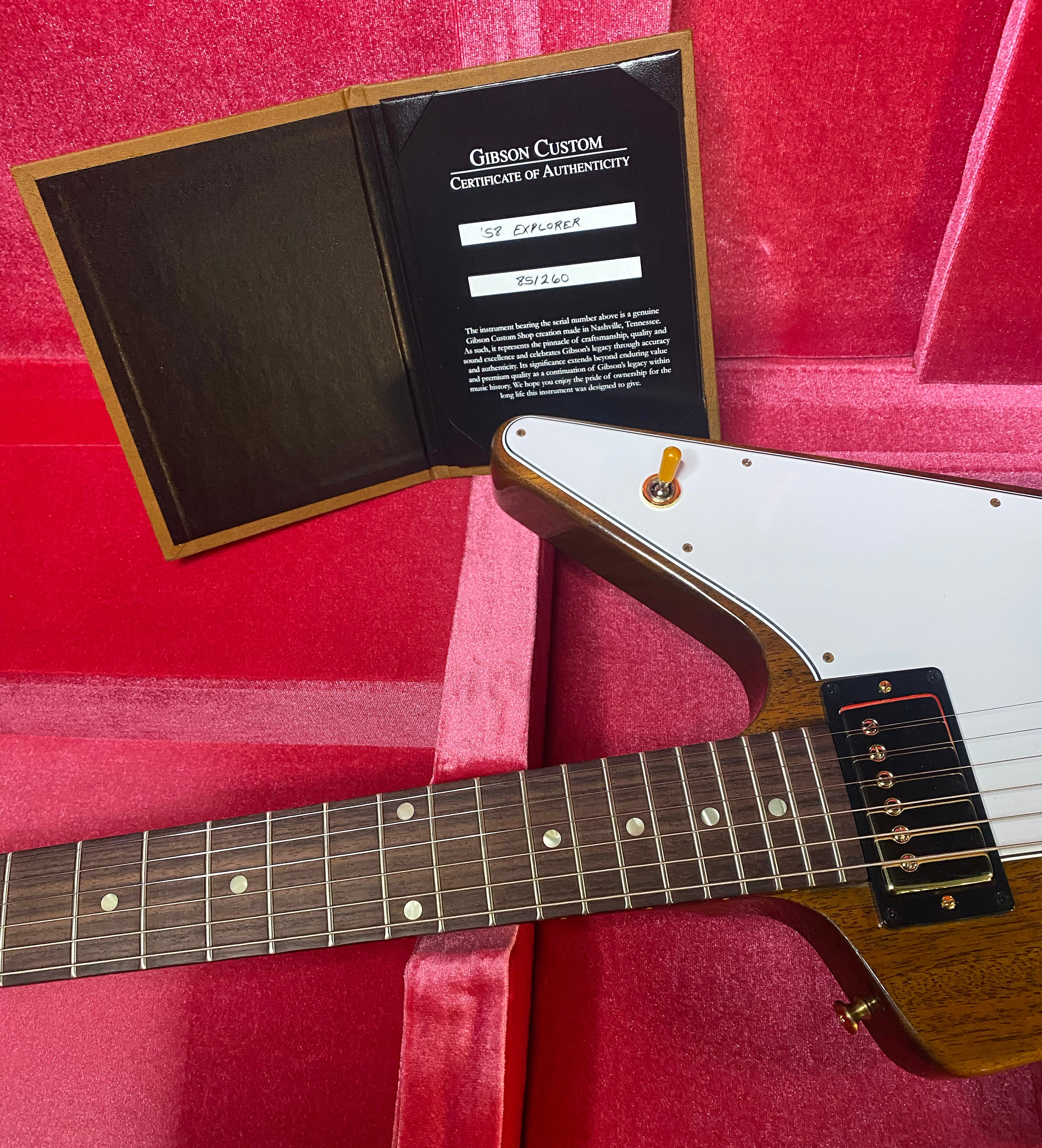 NEW! Gibson Custom 1958 Mahogany Explorer Reissue Electric Guitar - Antique Natural, VOS - Authorized Dealer - Only 8.1lbs - G06303