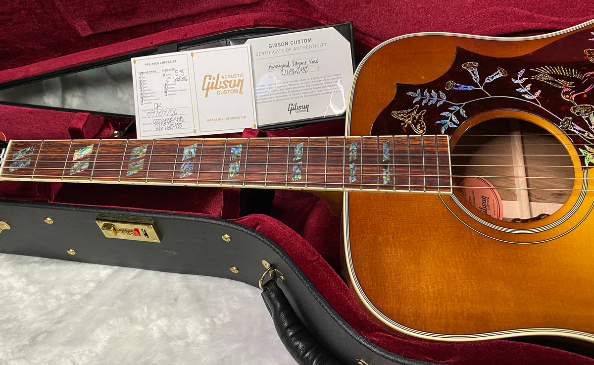 NEW! Gibson Custom Acoustic Hummingbird Elegant Koa Acoustic-Electric Guitar - Honey Burst - 5lbs - Authorized Dealer! G07699