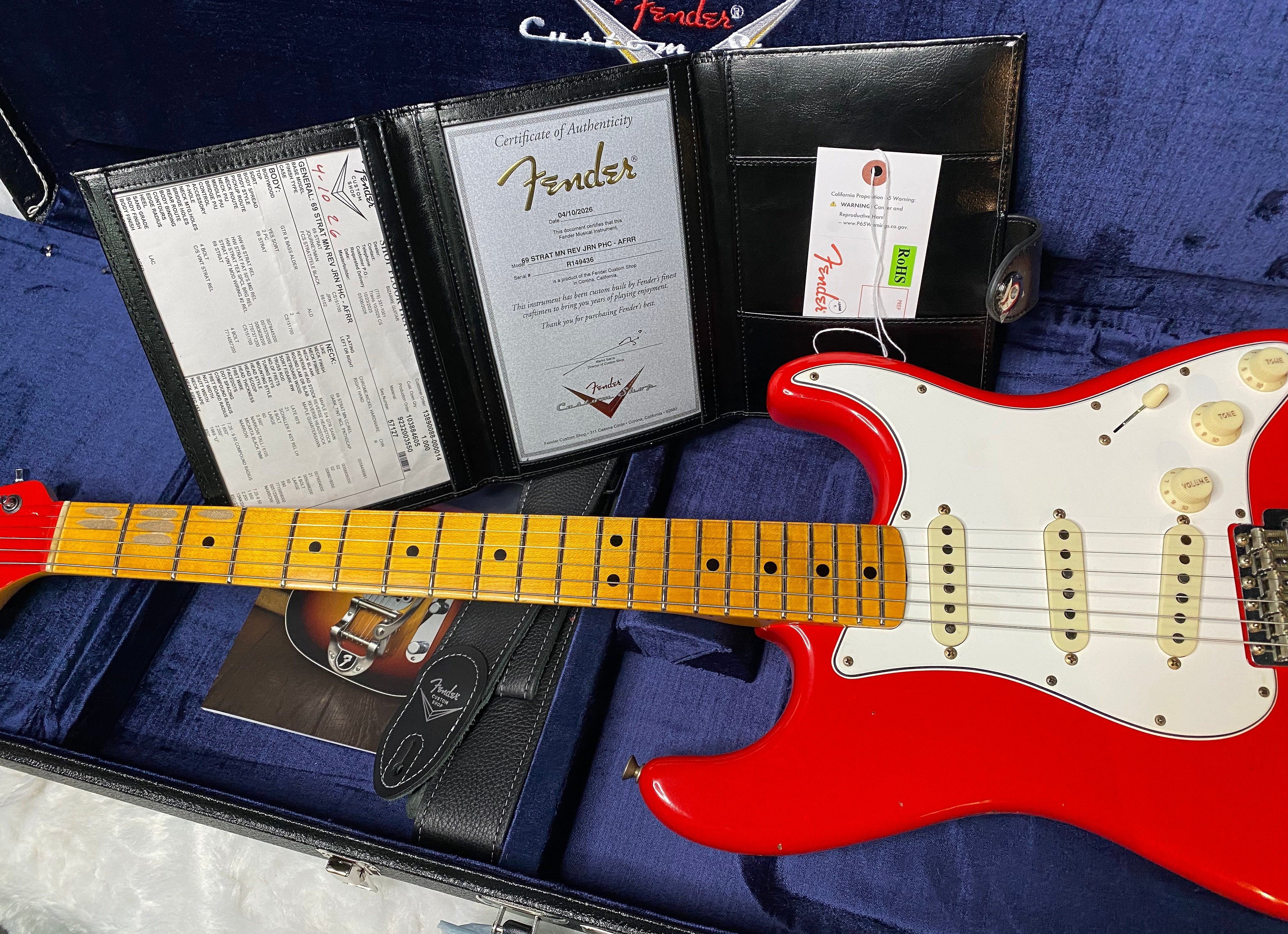 NEW! Fender Custom Shop Special Run '69 Stratocaster Journeyman Relic - Handwound P/U's - Aged Ferrari Red - Reverse Headstock - 7.8lbs - Authorized Dealer - One OFF! SUPRE RARE! G06975