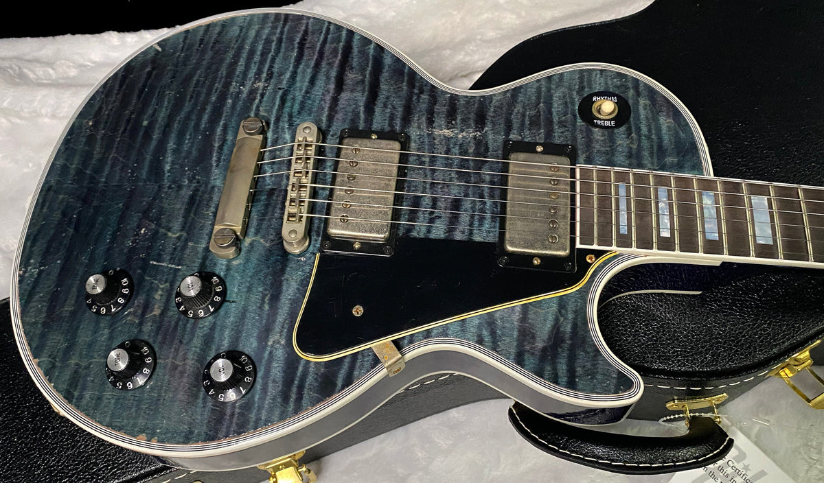 NEW! Gibson Custom Les Paul Custom AAAA Figured Monster Maple Top - Nordic Blue, Heavy Aging - 8.5lbs - G067685
