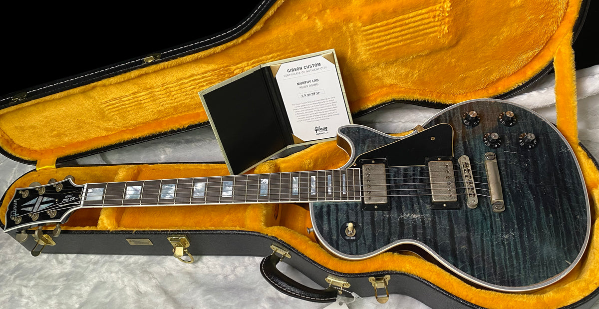 NEW! Gibson Custom Les Paul Custom AAAA Figured Monster Maple Top - Nordic Blue, Heavy Aging - 8.5lbs - G067685