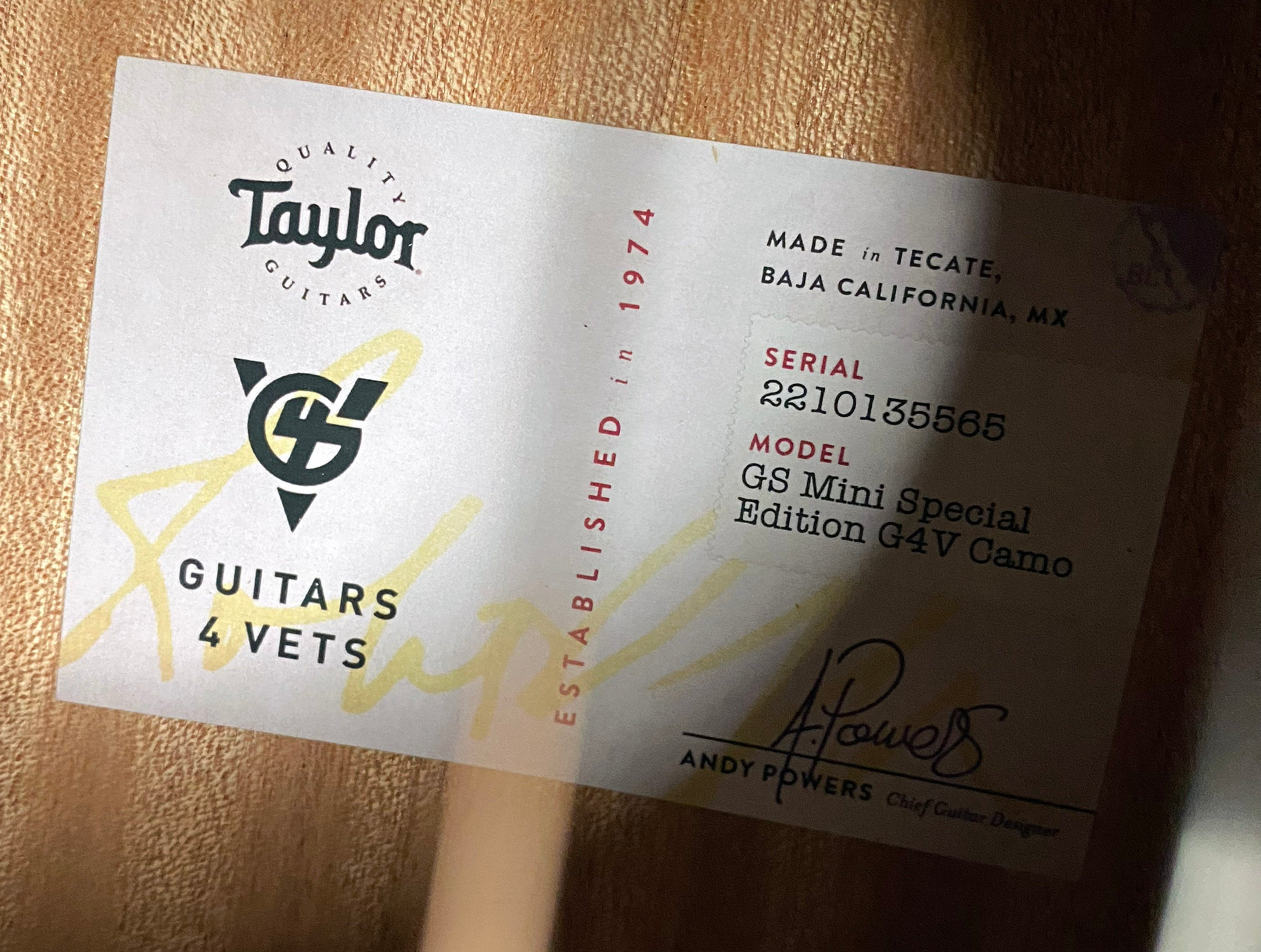 NEW! Taylor Guitars 4 Vets GS Mini Special Edition Acoustic Guitar - Desert Camo - Authorized Dealer