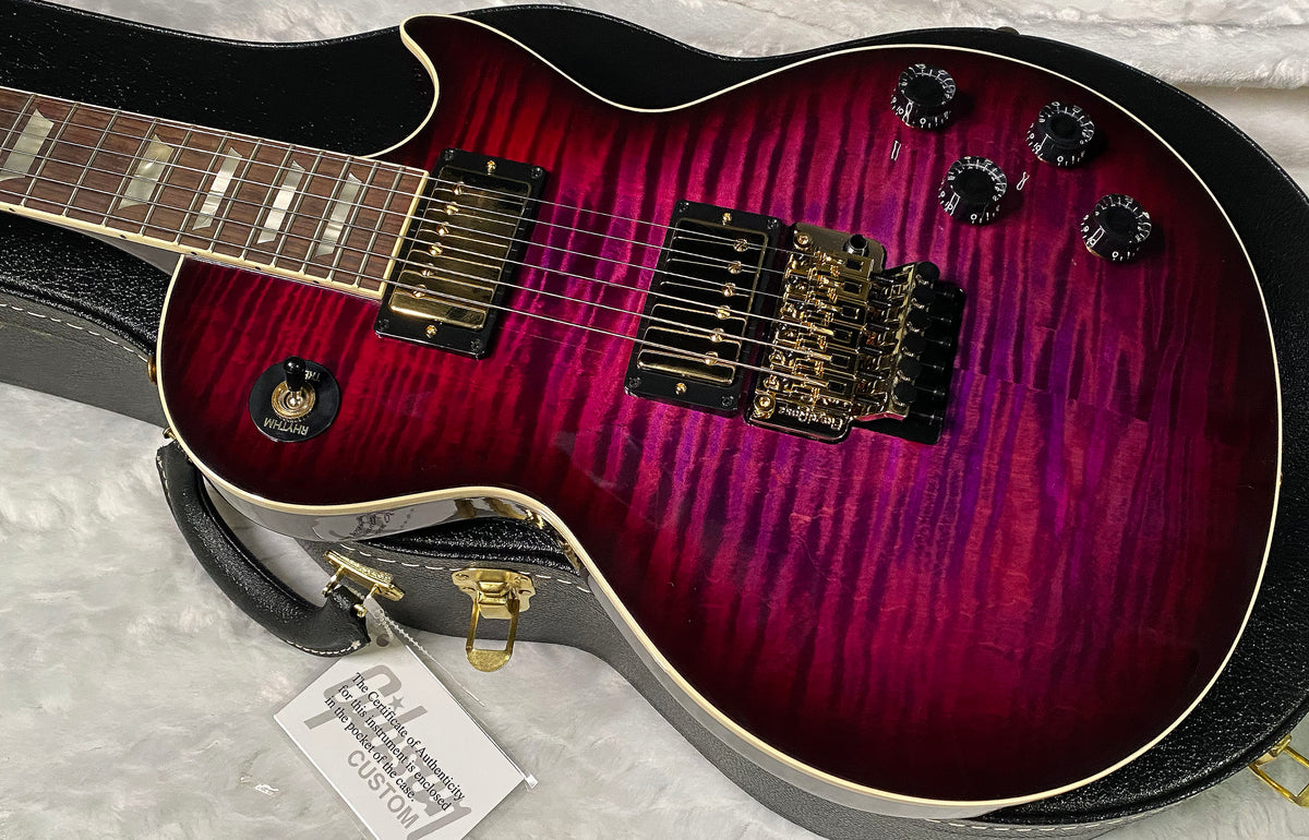 NEW! Gibson Custom Les Paul Axcess Standard Figured Top Floyd Rose Electric Guitar - Greatest Hits II - Authorized Dealer - Tri-Berry Burst - WOW! 8.45lbs - G07676