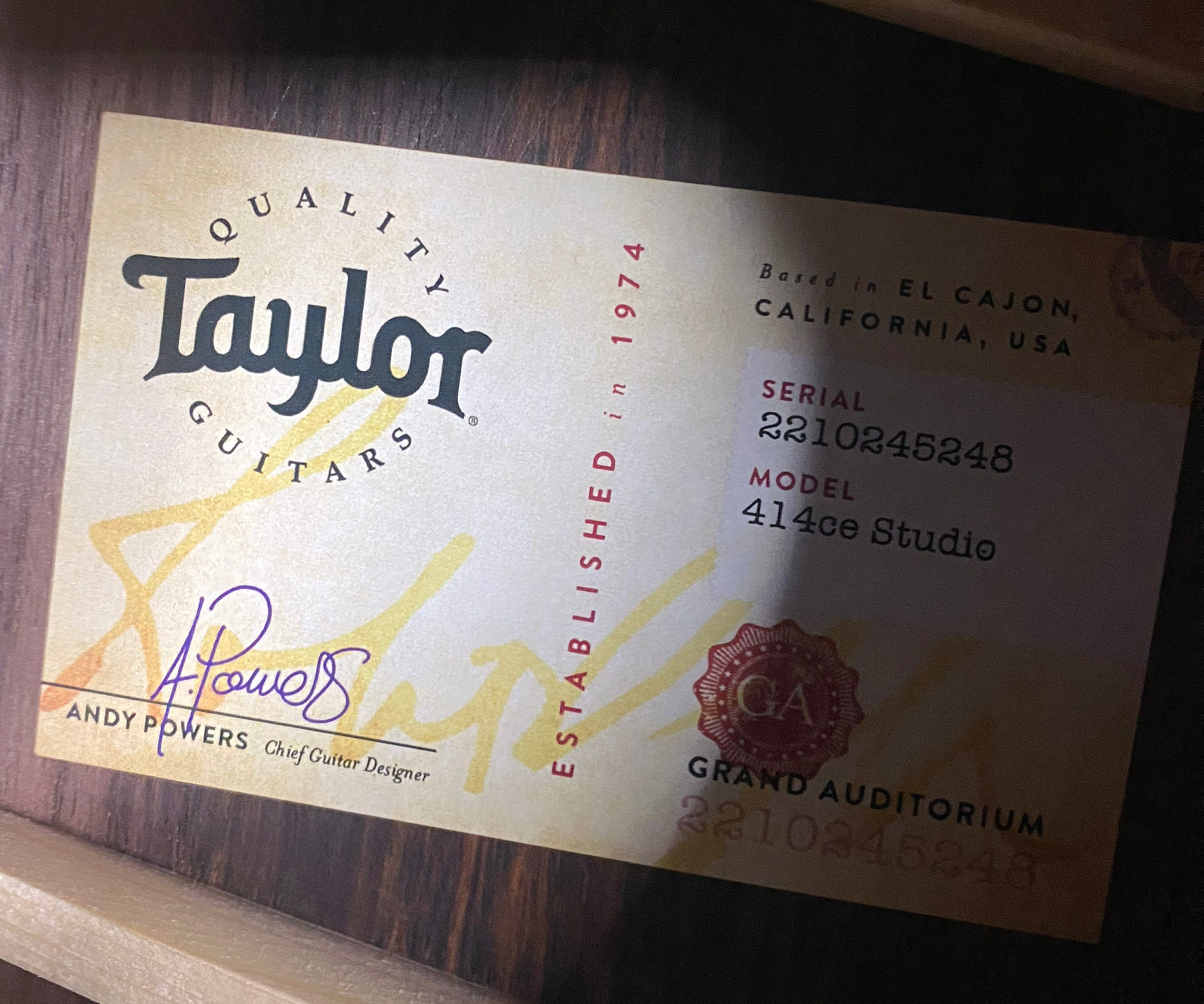 NEW! Taylor 414ce Studio Acoustic-Electric Guitar - Natural - 4.8lbs - Authorized Dealer - G06255