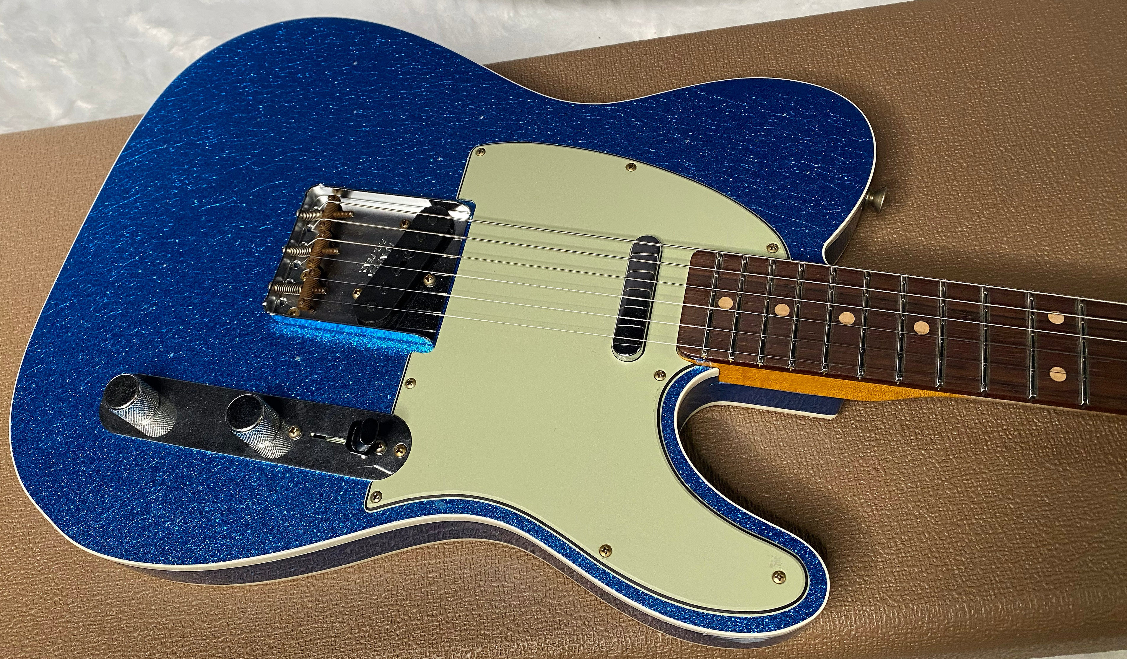 NEW! Fender Custom Shop Flamethrower Telecaster Custom - Journeyman Relic - Modern Specs - Texas Special Pick-Ups - AAAA Flamed Neck - Blue Sparkle - Authorized Dealer - 7.6lbs - G06977