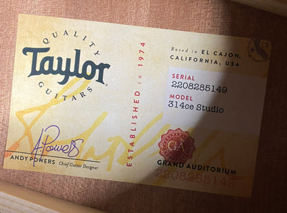 NEW! Taylor 314ce Studio Acoustic-Electric Guitar - Shaded Edgeburst - Authorized Dealer - 4.55lbs - G06247