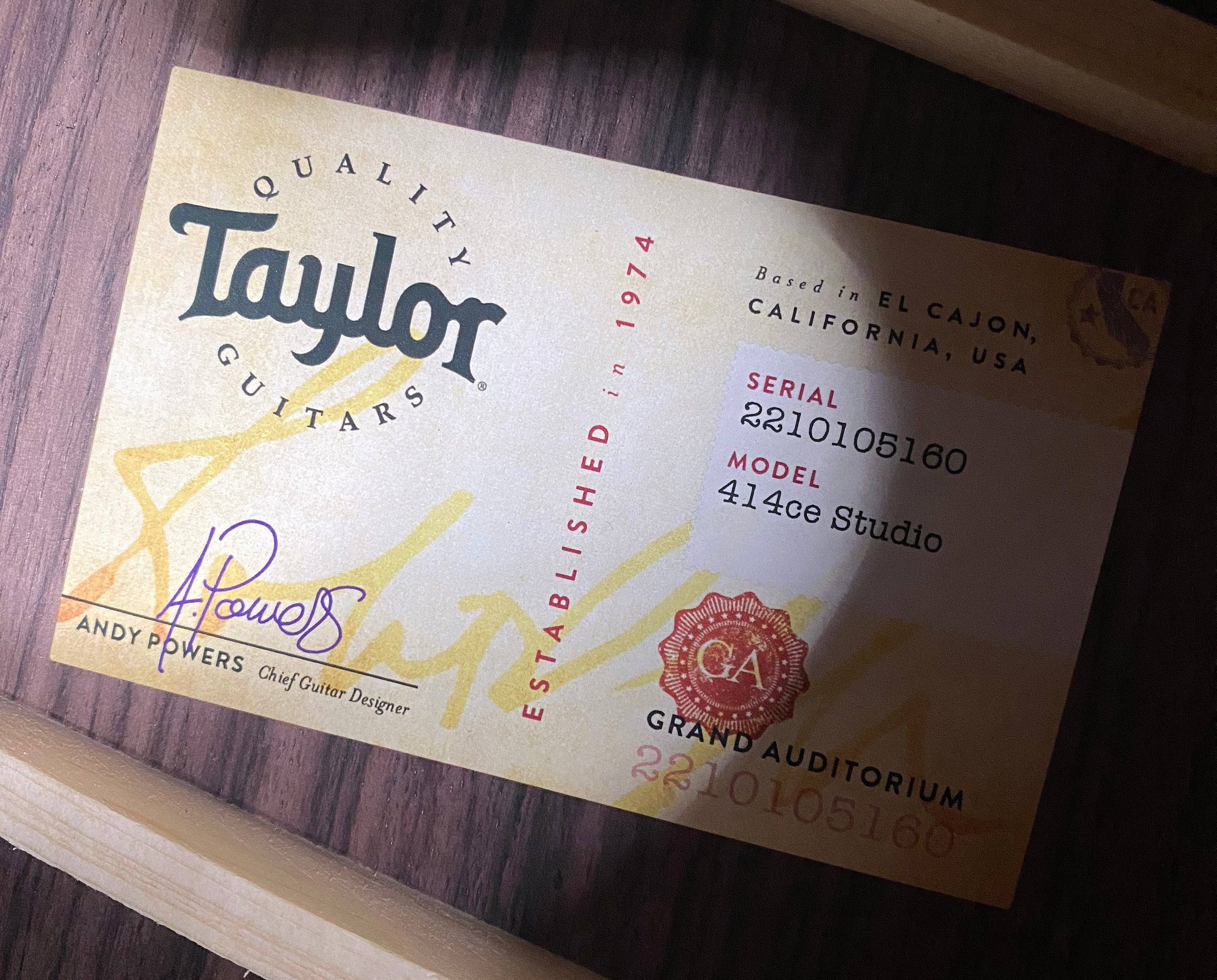 NEW! Taylor 414ce Studio Acoustic-Electric Guitar - Shaded Edgeburst - 4.7lbs - Authorized Dealer - G06207