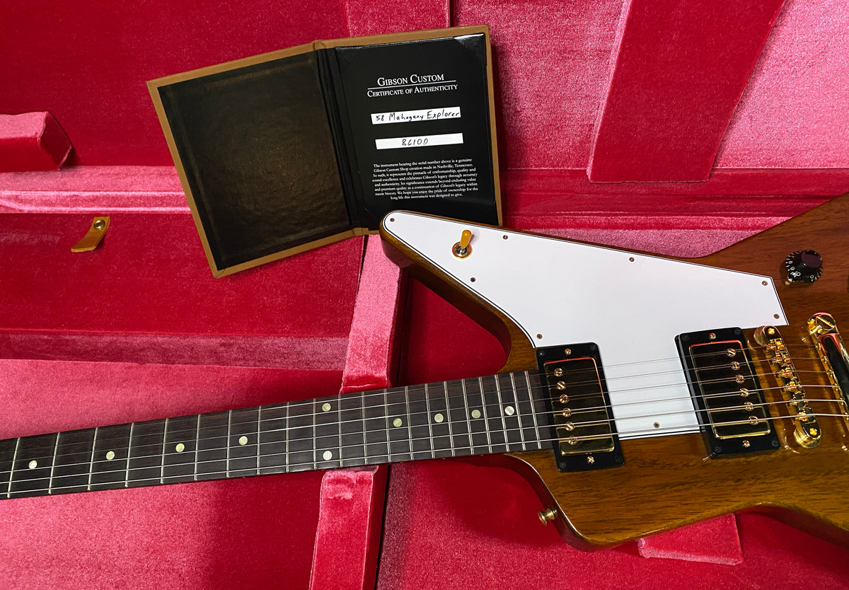 NEW! Gibson Custom 1958 Mahogany Explorer Reissue Electric Guitar - Antique Natural, VOS - Authorized Dealer - Only 7.9lbs - G07667