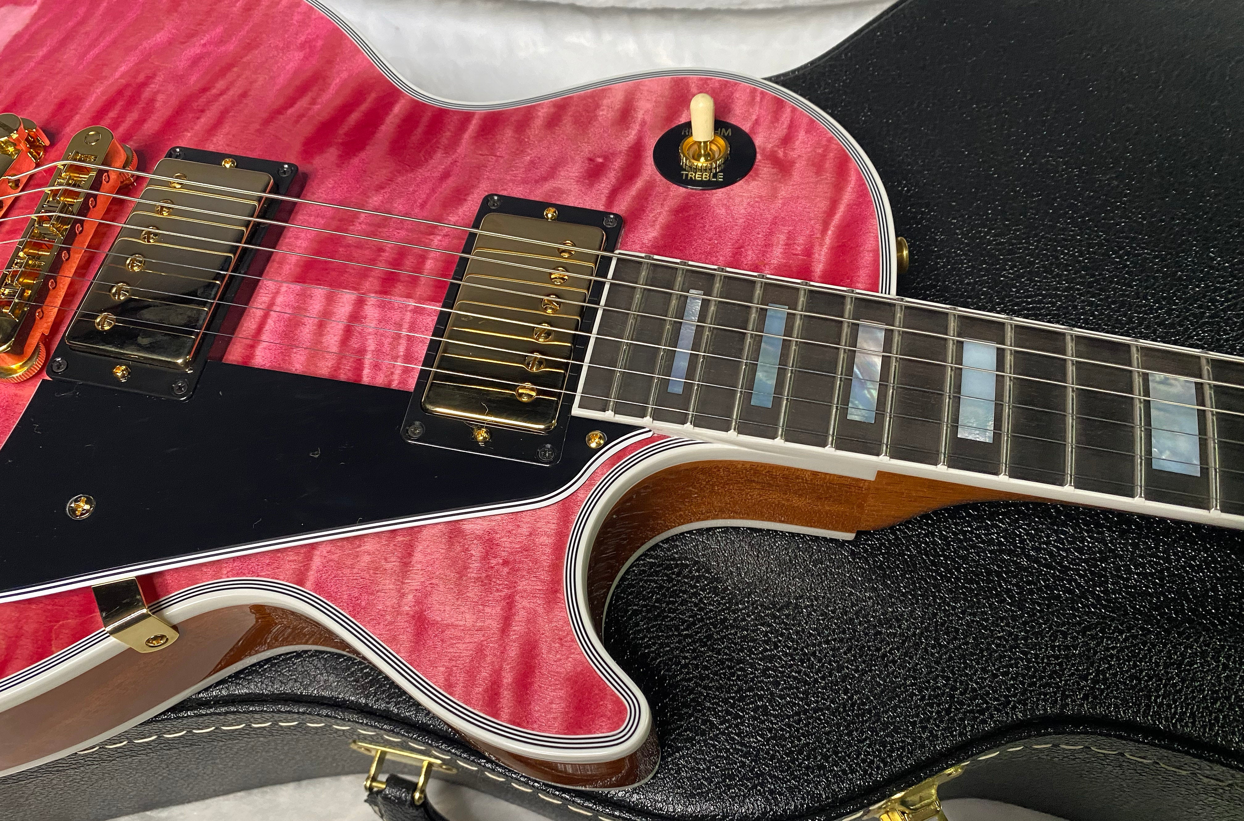 NEW! Gibson Dealer Select Custom Shop Les Paul Custom AAA Figured Top - Transparent Pink - Authorized Dealer - WOW! 8.65 lbs - G06982