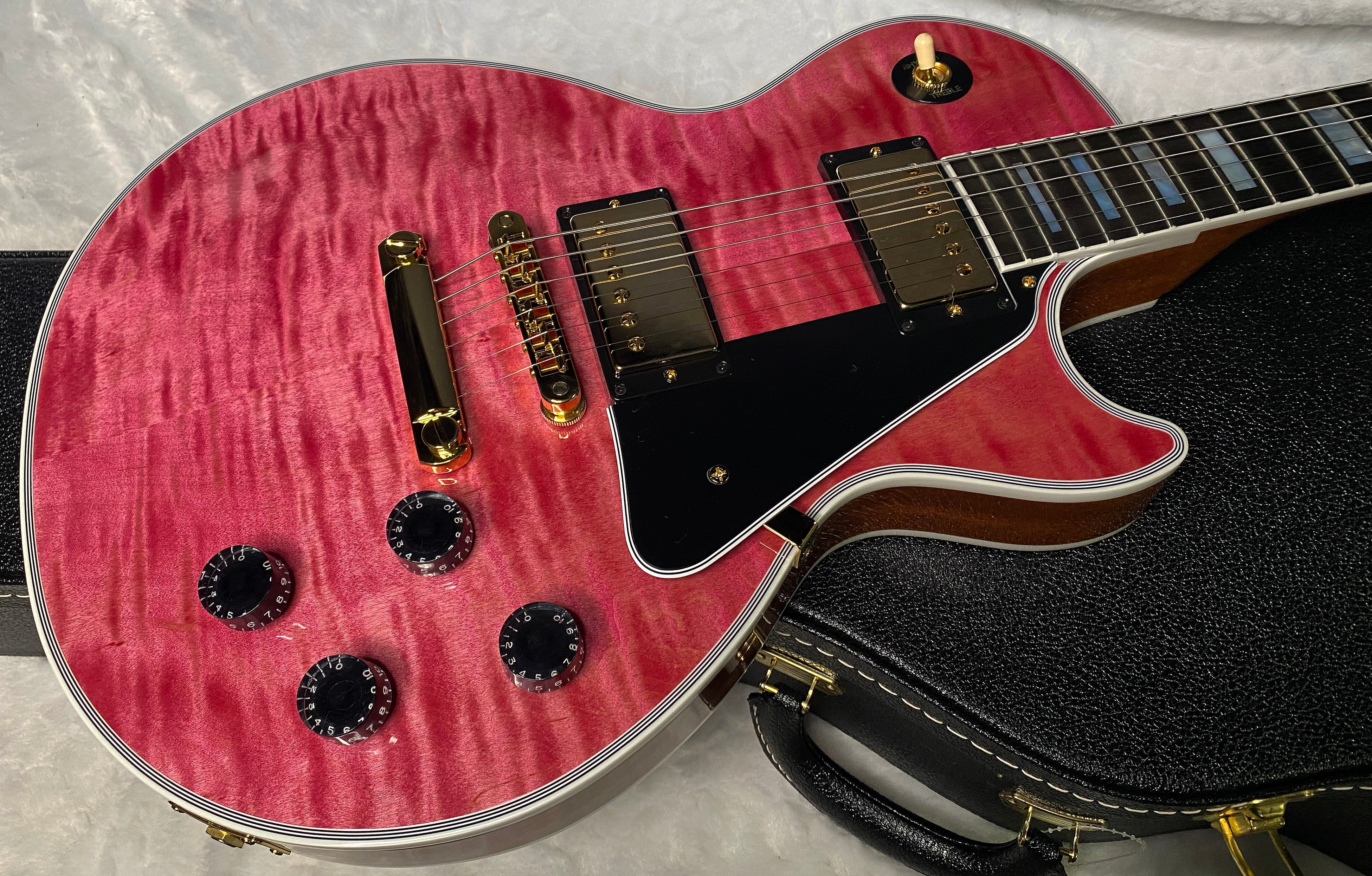 NEW! Gibson Dealer Select Custom Shop Les Paul Custom AAA Figured Top - Transparent Pink - Authorized Dealer - WOW! 8.65 lbs - G06982