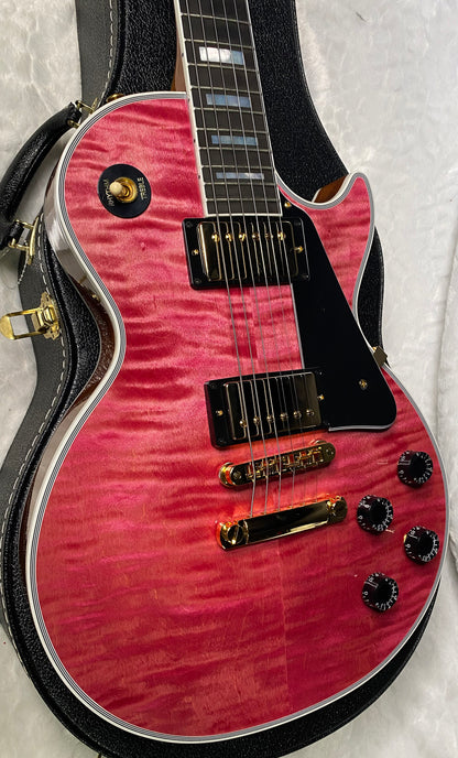 NEW! Gibson Dealer Select Custom Shop Les Paul Custom AAA Figured Top - Transparent Pink - Authorized Dealer - WOW! 8.65 lbs - G06982