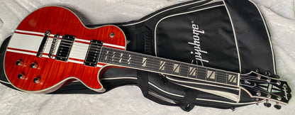 NEW! Epiphone Futura Les Paul Custom - AAAA Flame Top - Rally Red Gloss - Limited Edition - Deluxe Gig Bag - 7.9 lbs - Authorized Dealer - G07692