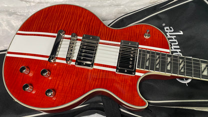 NEW! Epiphone Futura Les Paul Custom - AAAA Flame Top - Rally Red Gloss - Limited Edition - Deluxe Gig Bag - 8 lbs - Authorized Dealer - G07694