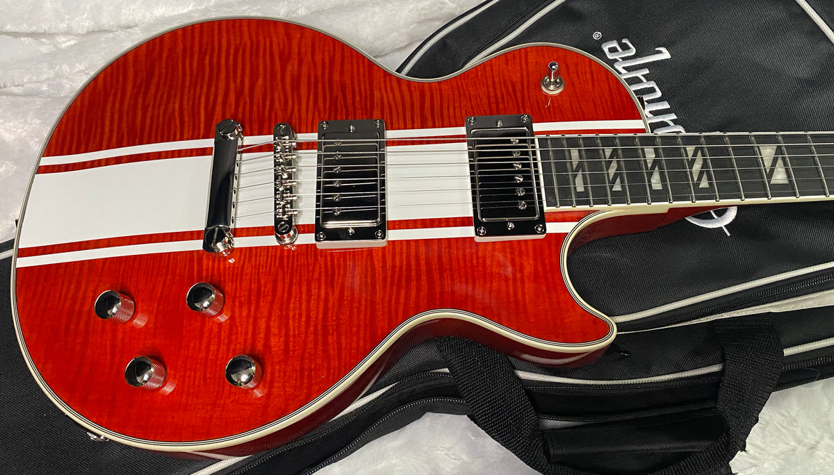 NEW! Epiphone Futura Les Paul Custom - AAAA Flame Top - Rally Red Gloss - Limited Edition - Deluxe Gig Bag - 8 lbs - Authorized Dealer - G07694