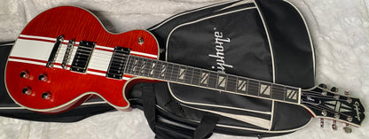 NEW! Epiphone Futura Les Paul Custom - AAAA Flame Top - Rally Red Gloss - Limited Edition - Deluxe Gig Bag - 8 lbs - Authorized Dealer - G07694