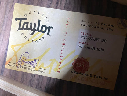 NEW! Taylor 414ce Studio Acoustic-Electric Guitar - Natural - 4.7lbs - Authorized Dealer - G06216